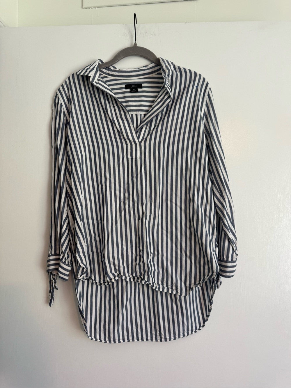 J. Crew Navy & White Striped Button-Down Tunic